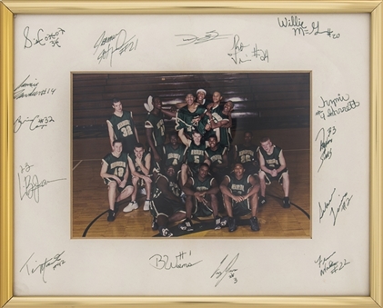 Early 2000s St. Vincent-St. Mary High School Team Signed 8x10 Framed Matted Display With 15 Signatures Including High School Era LeBron James Signature (Beckett)
